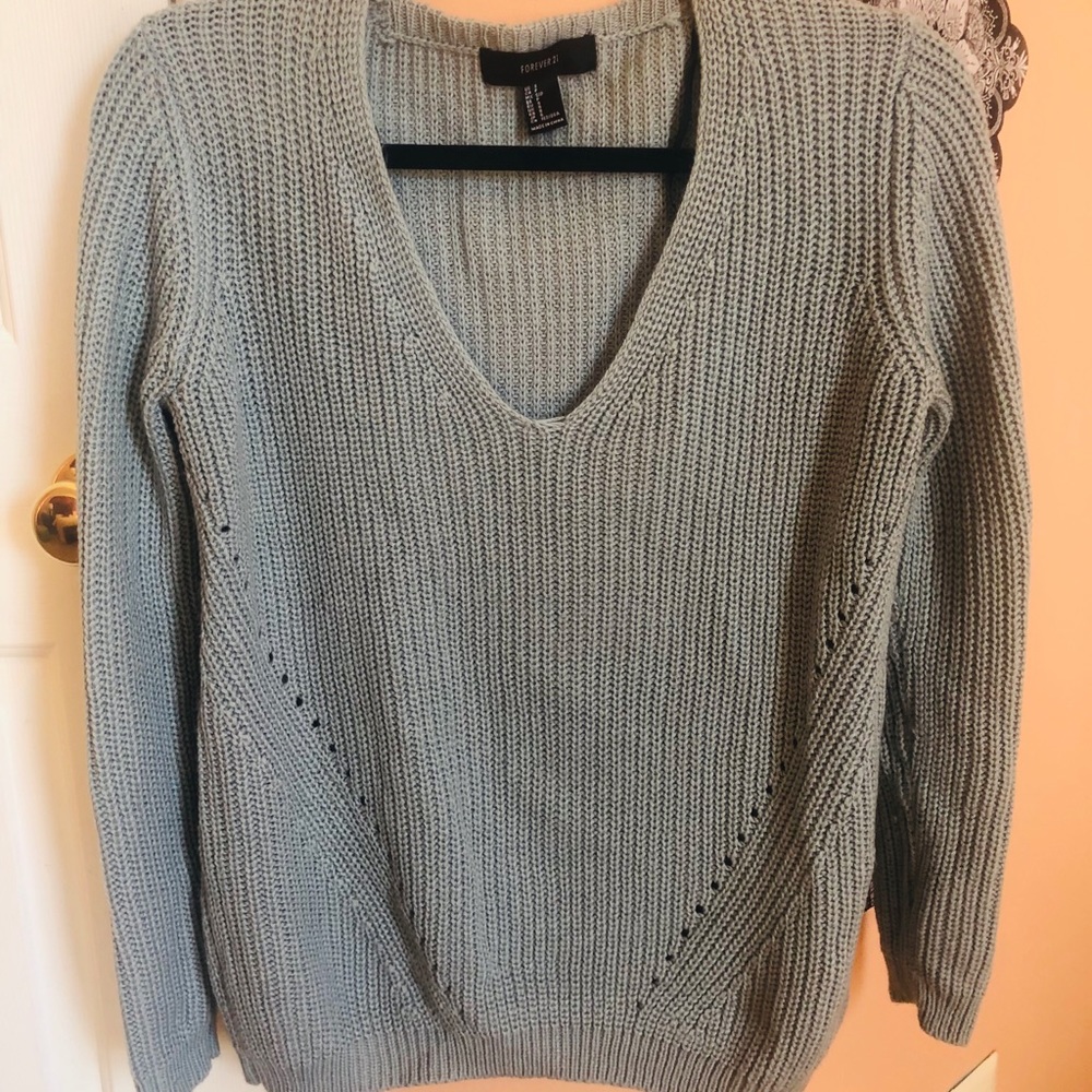 BLUE V-NECK SWEATER!!